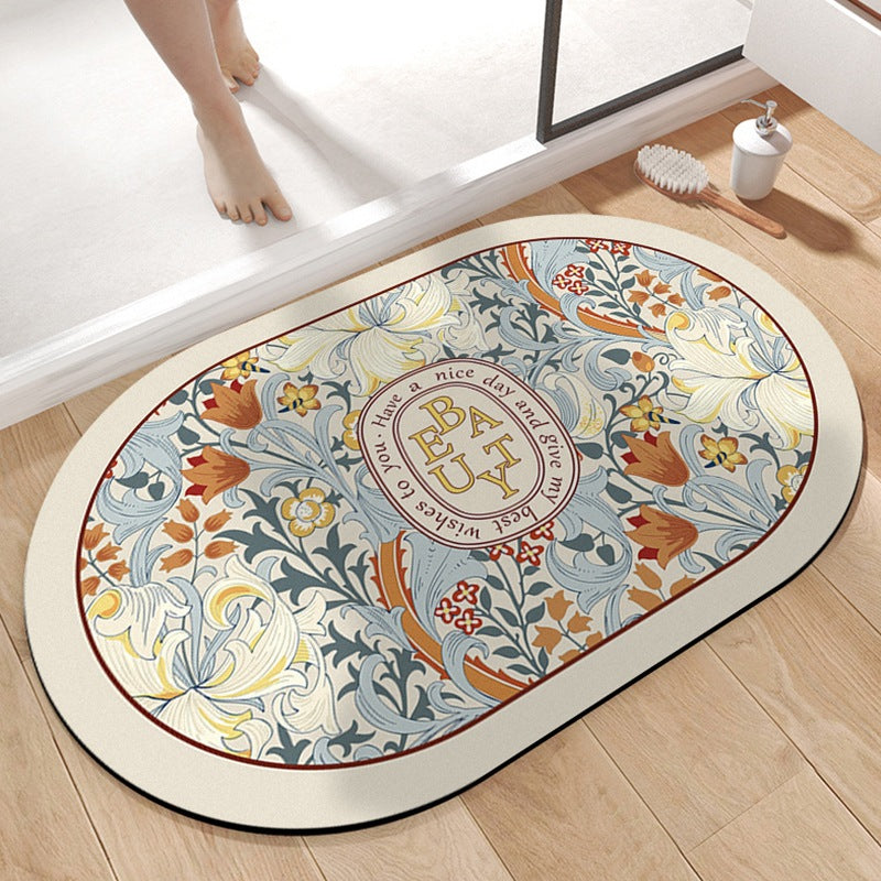 Elegant Floral Design Shower Mat