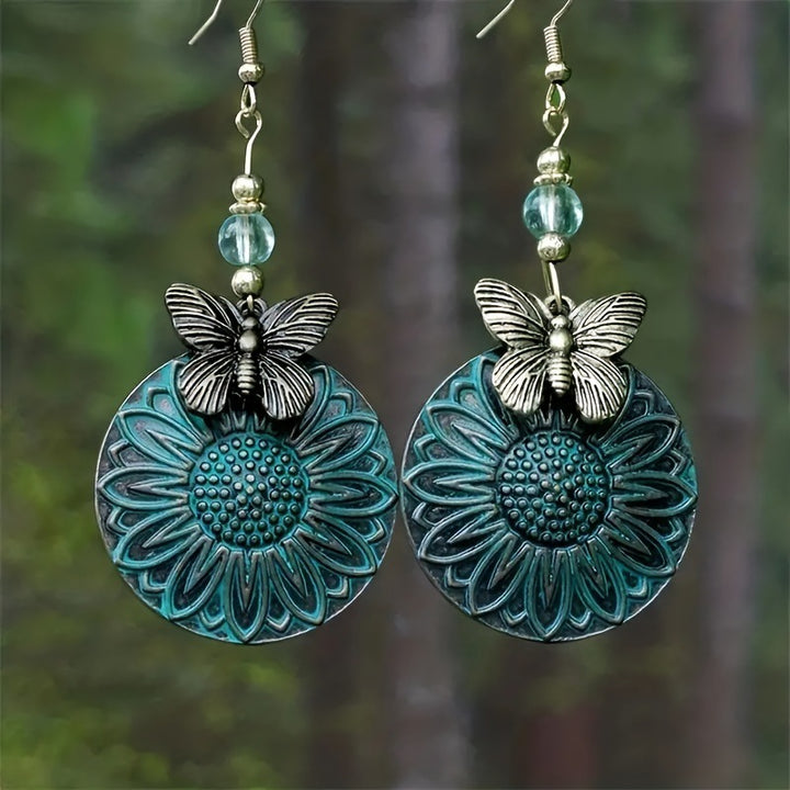 Elegant earrings with floral motif and butterflies Kalsten