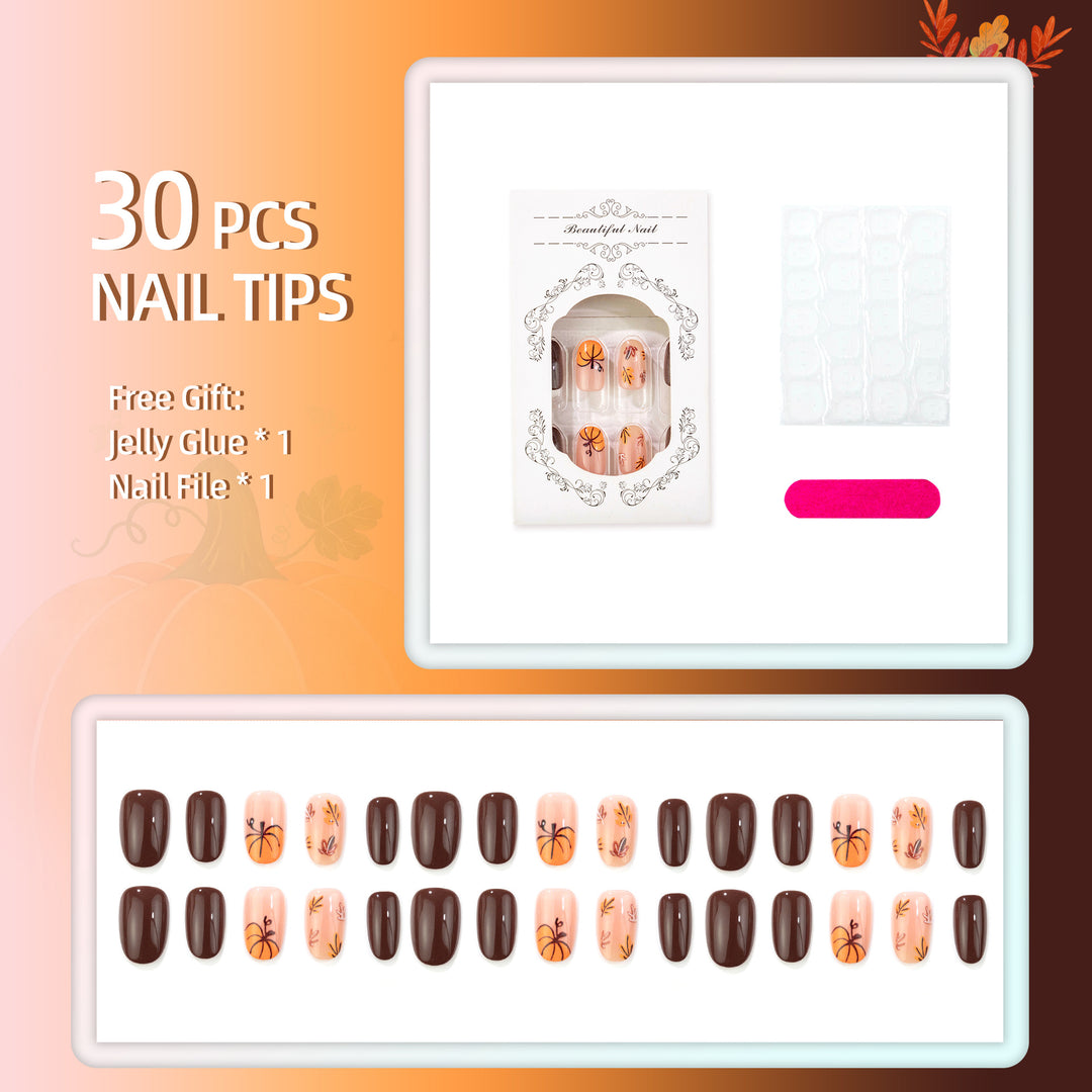Autumn-Inspired Press-On Nail Set