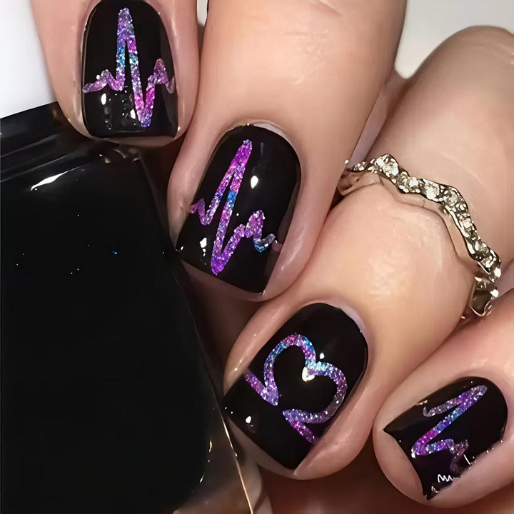 Artificial nail set with heart and EKG motif Kalsten