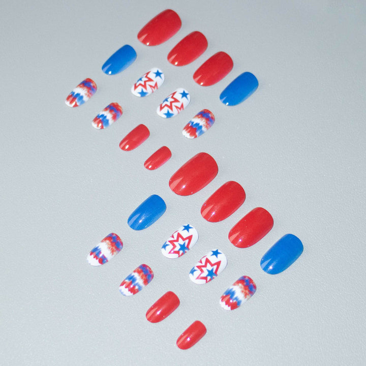Patriotic Star and Stripe Nail Art