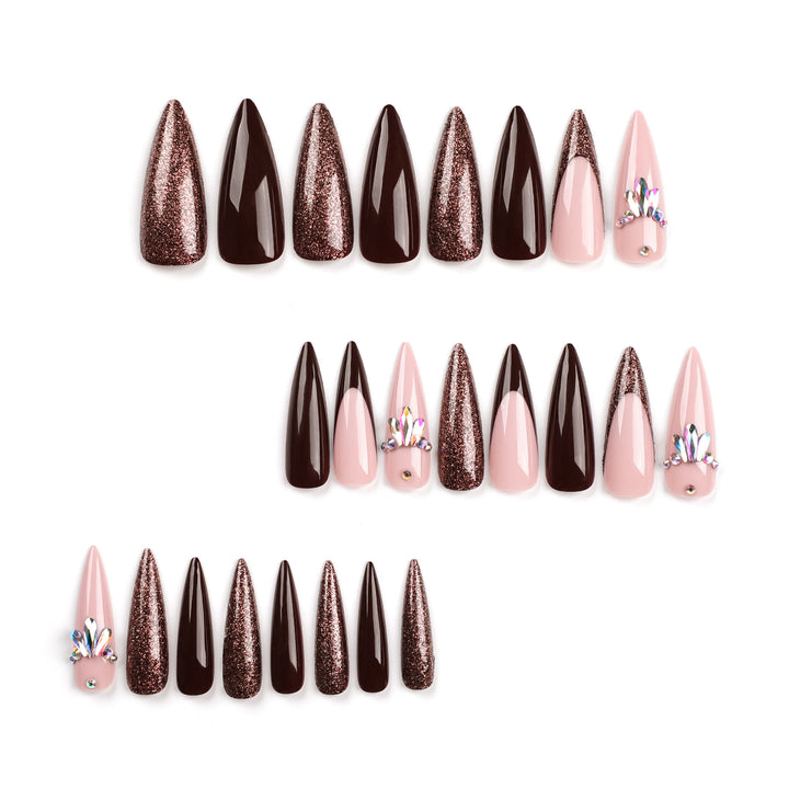Artful Nail Extensions with Sparkling Accents Kalsten