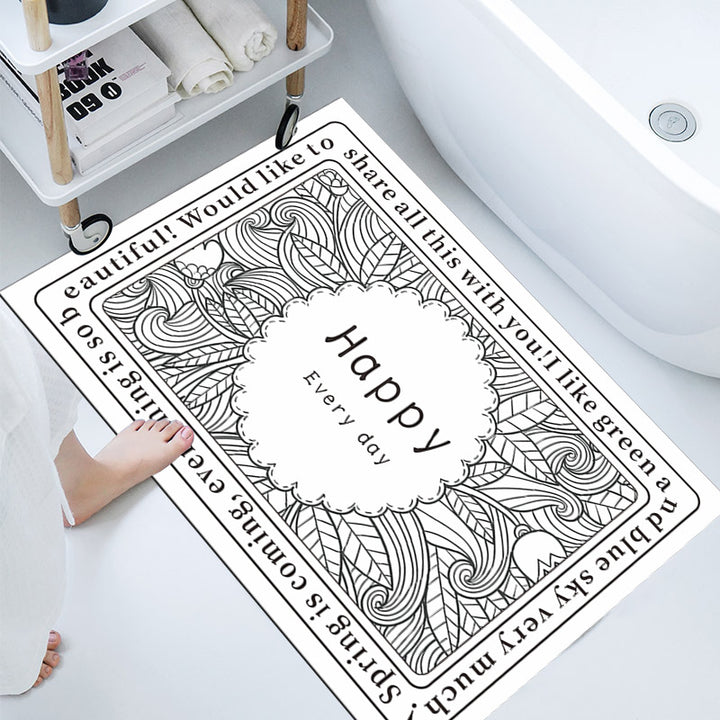 Floral-Themed Bathroom Mat