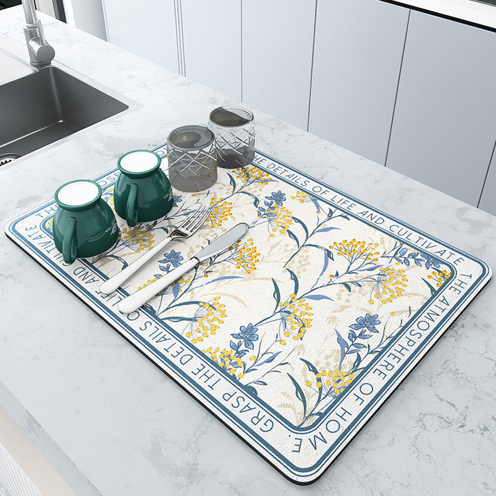 Floral Pattern Kitchen Drain Mat Kalsten
