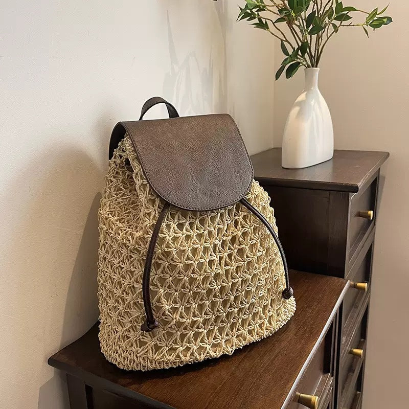 Handcrafted backpack bag with leather embellishments Kalsten