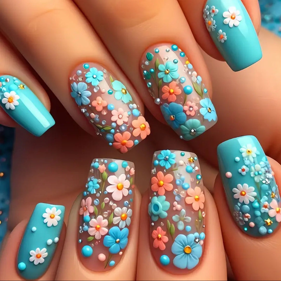 Nail set with floral 3D accents Kalsten