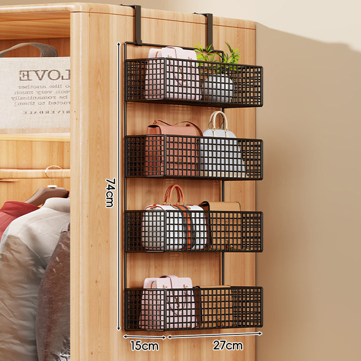 Over-the-Door Multi-Tier Metal Grid Hanging Storage Organizer
