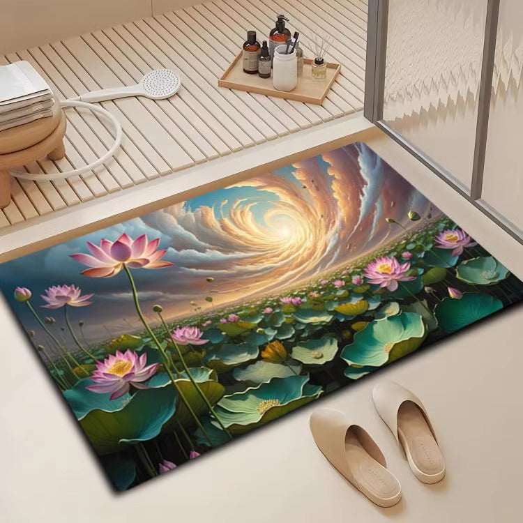 Floral Design Bath Mat Kalsten