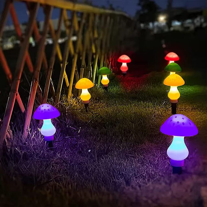 Whimsical Mushroom Pathway Stake String Lights With Ceramic-Style Caps And Warm LED Illumination Kalsten