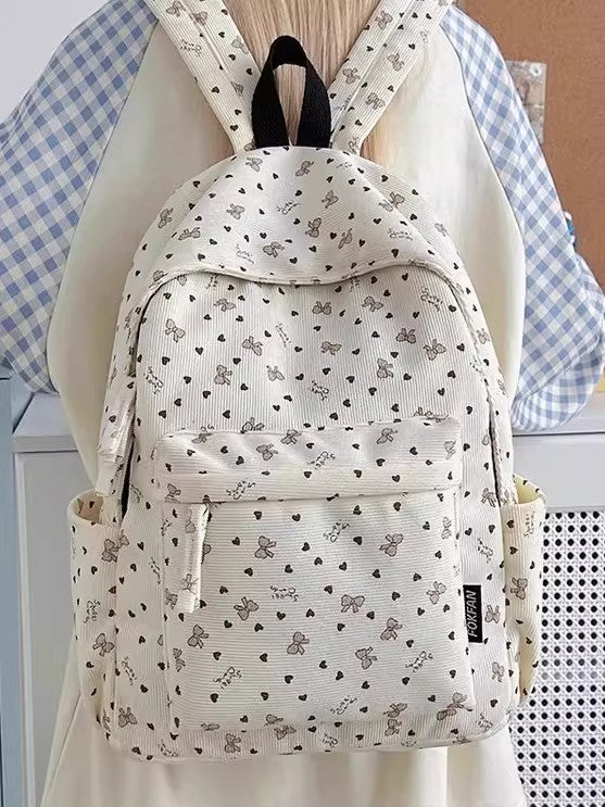 Patterned Corduroy Backpack