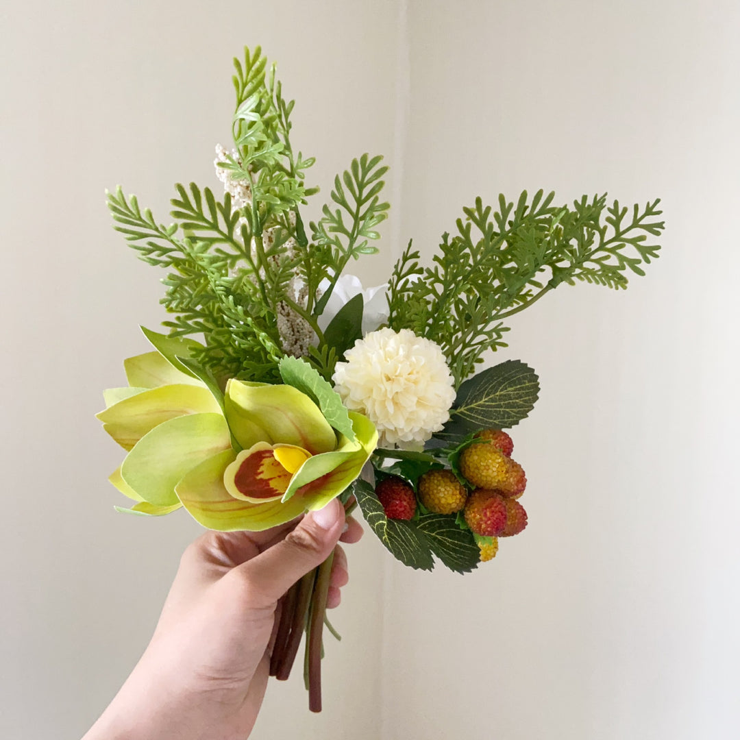 Lifelike Floral Bouquet with Mixed Greenery