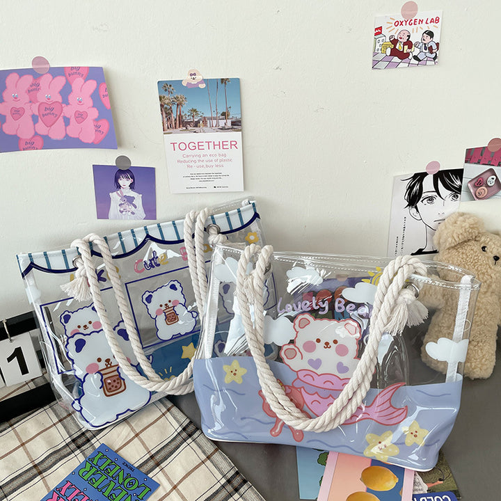 Cute Animal-Themed Transparent Tote Bag