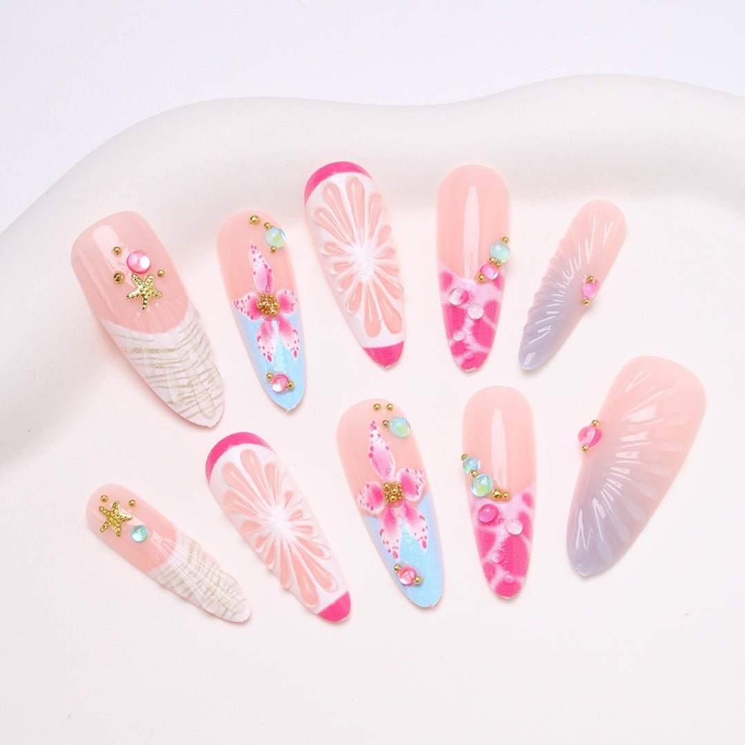 Artificial nail set with floral and cheerful design Kalsten