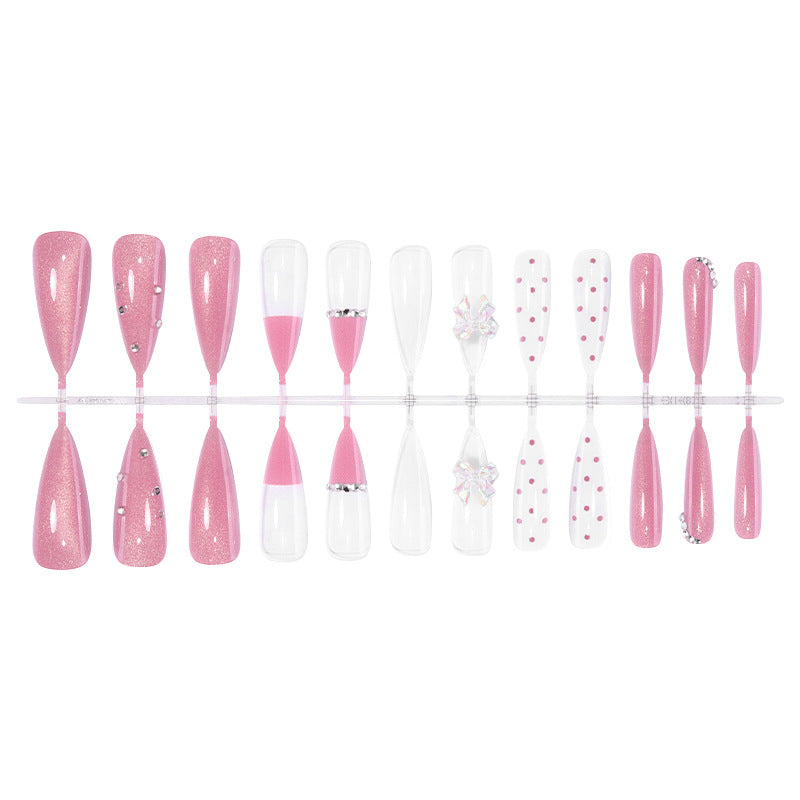 Decorative Press-On Nail Art Set with Glitter and Rhinestone Accents kalsten