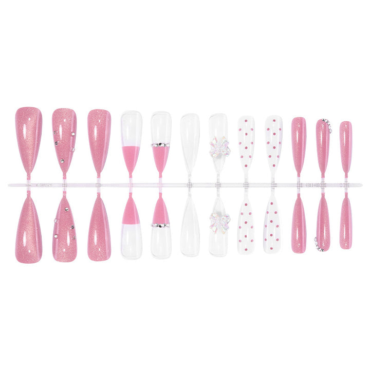 Decorative Press-On Nail Art Set with Glitter and Rhinestone Accents kalsten