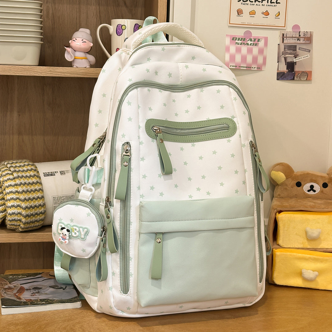 Backpack with Charming Star Applications and Practical Compartments Kalsten
