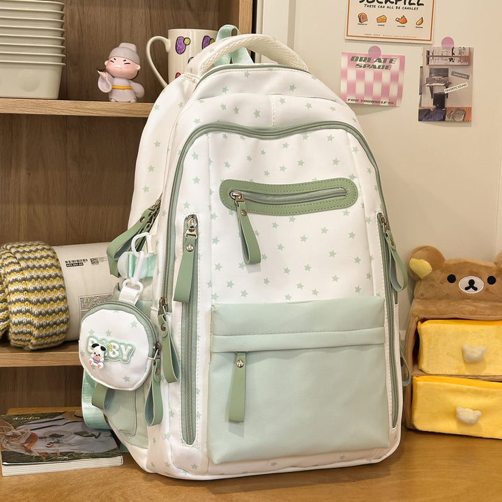 Backpack with Charming Star Applications and Practical Compartments Kalsten