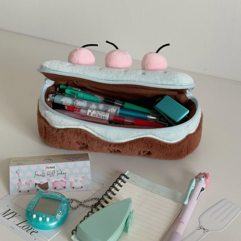 Adorable Plush Cake-Shaped Pencil Case