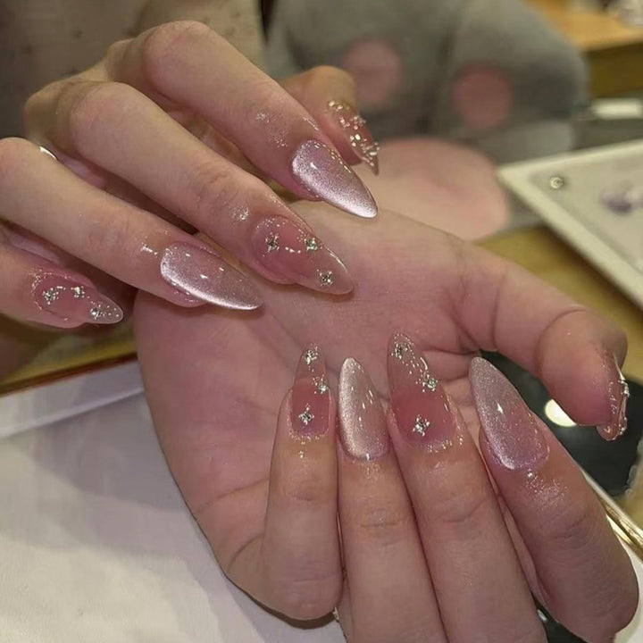 Artistic Nail Extensions with Glitter Design Kalsten