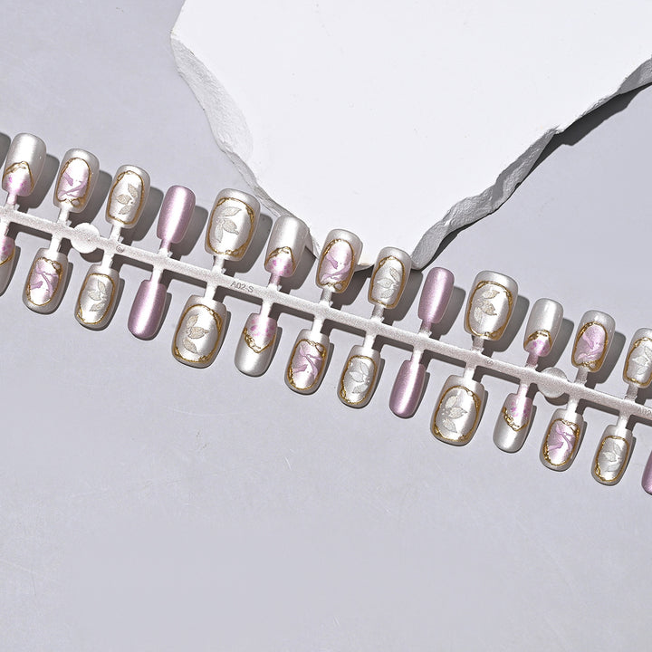 Decorative Press-On Nail Set with Floral Accents Kalsten