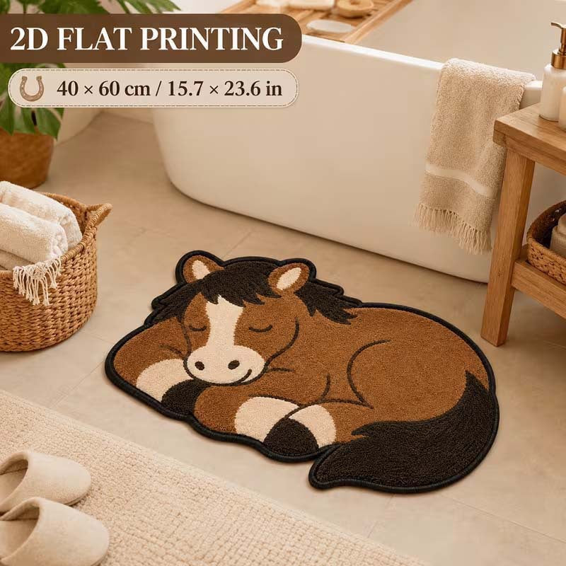 Horse-Themed Plush Bath Mat