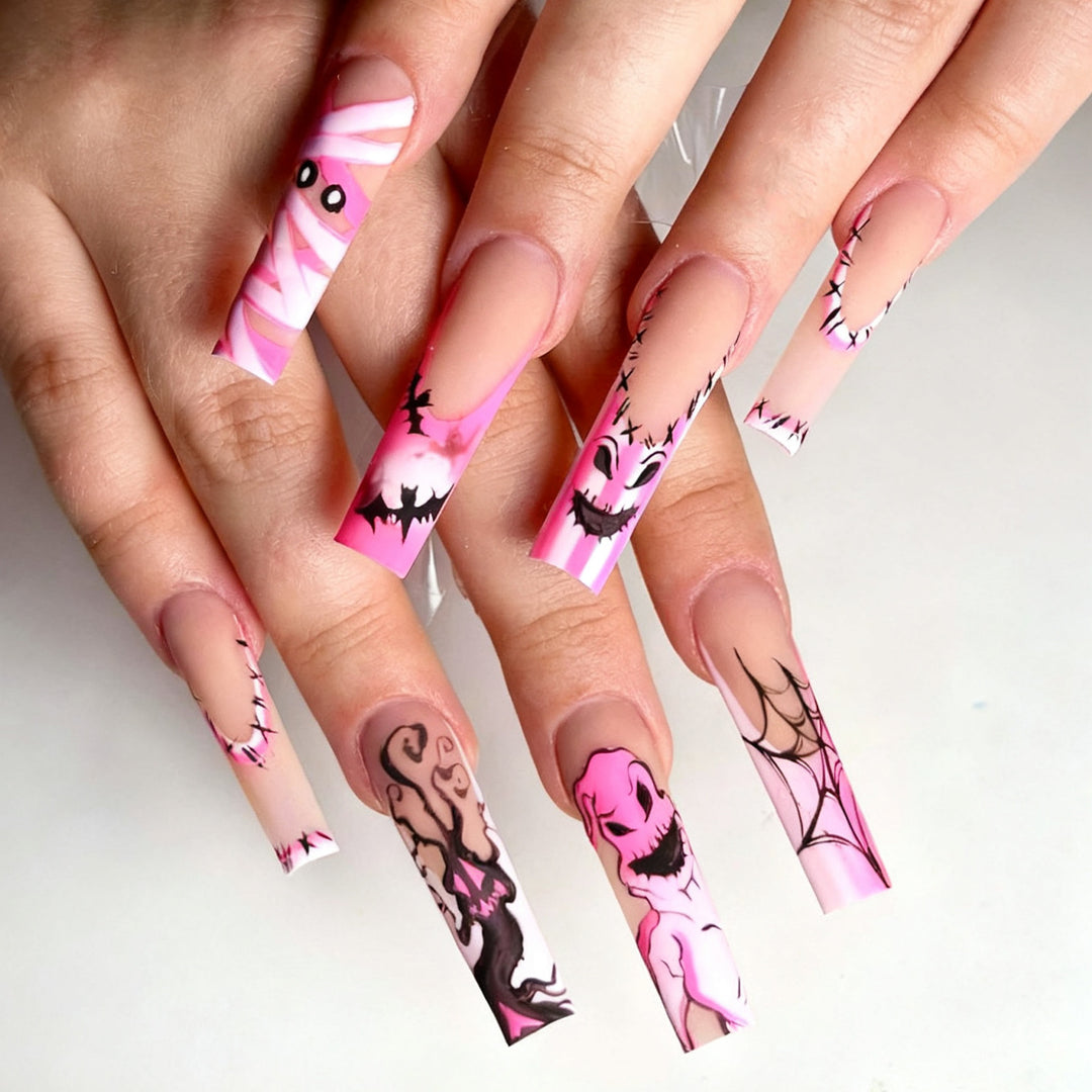 Theatrical Halloween-Themed Long Press-On Nails Kalsten