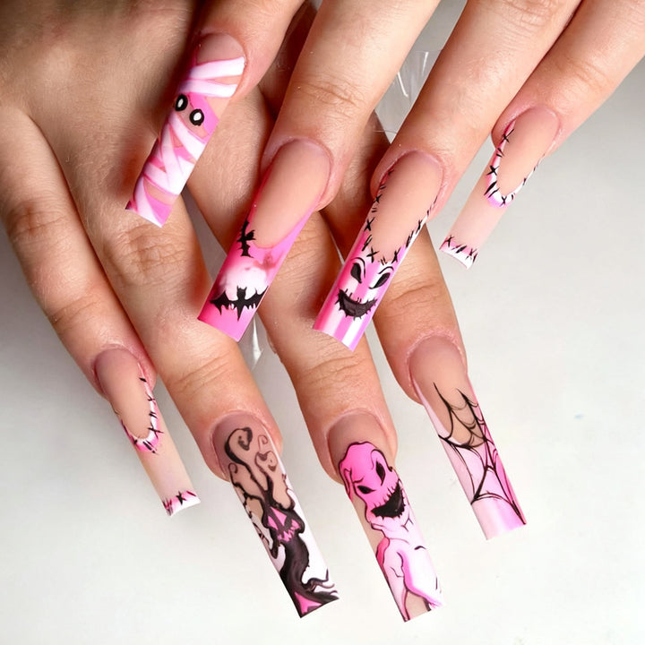 Theatrical Halloween-Themed Long Press-On Nails Kalsten
