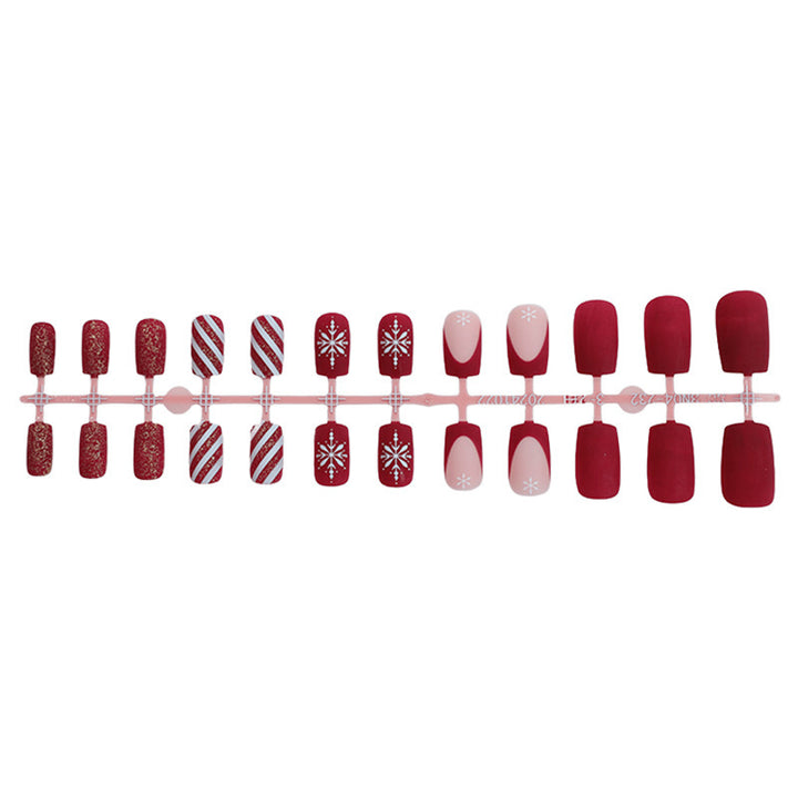 Artificial nail set with festive holiday motifs and sparkling accents Kalsten