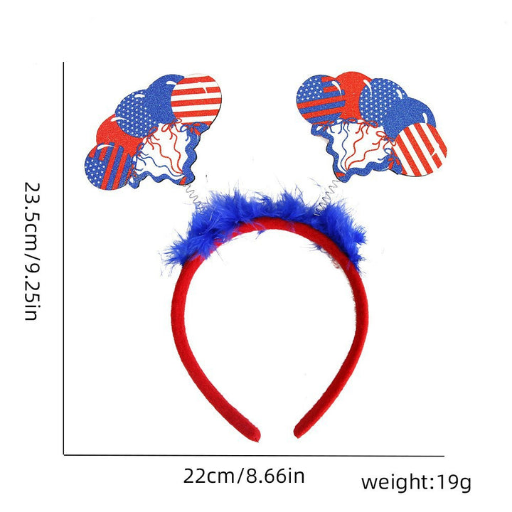 Women's Independence Day patriotic pompom headband with tinsel star toppers Kalsten