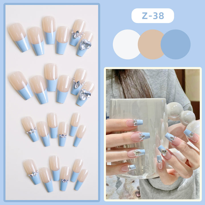 Elegant Rhinestone Embellished Press-On Nail Art