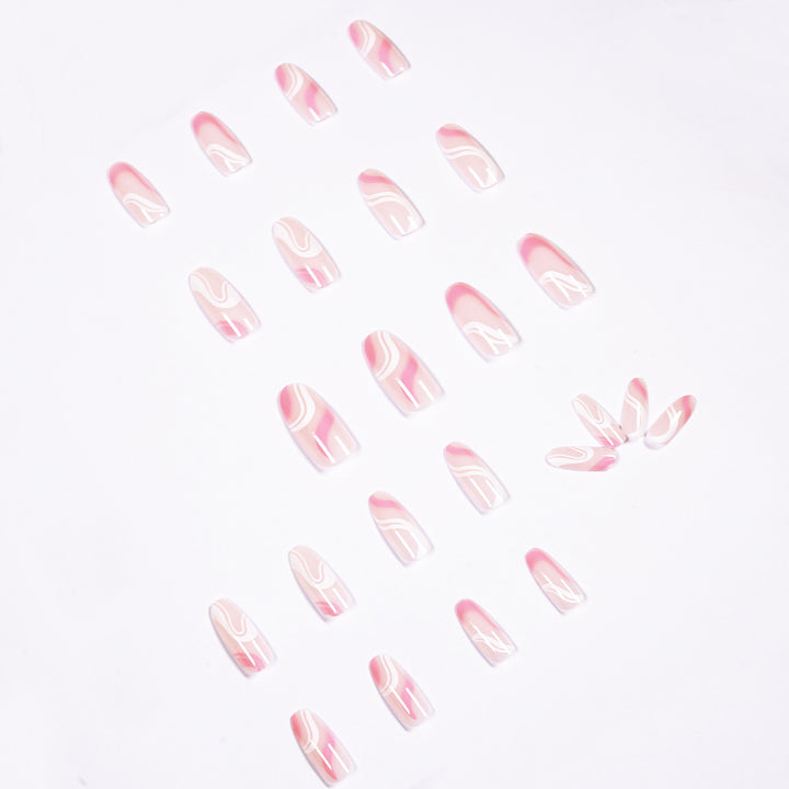 Artistic Nail Extensions with Modern Wave Pattern Kalsten