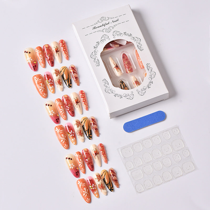 Artistic Nail Art Design Set with Autumn Leaves