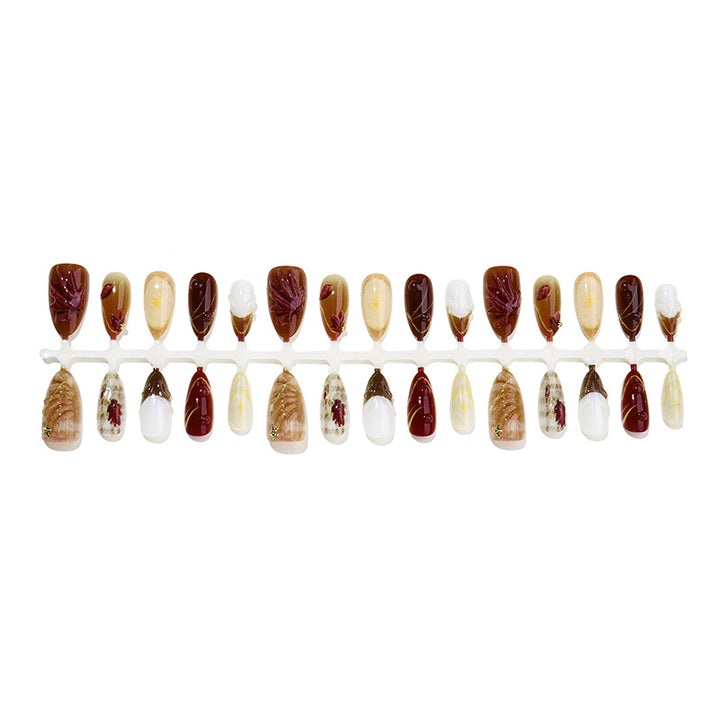 Premium Decorative Press-On Nail Set with Artistic Floral Accents Kalsten