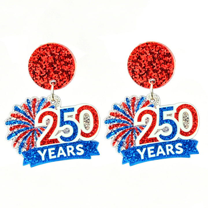 Ladies nan Statement bow earrings made of acrylic with glittering star stripe design and round studs Kalsten