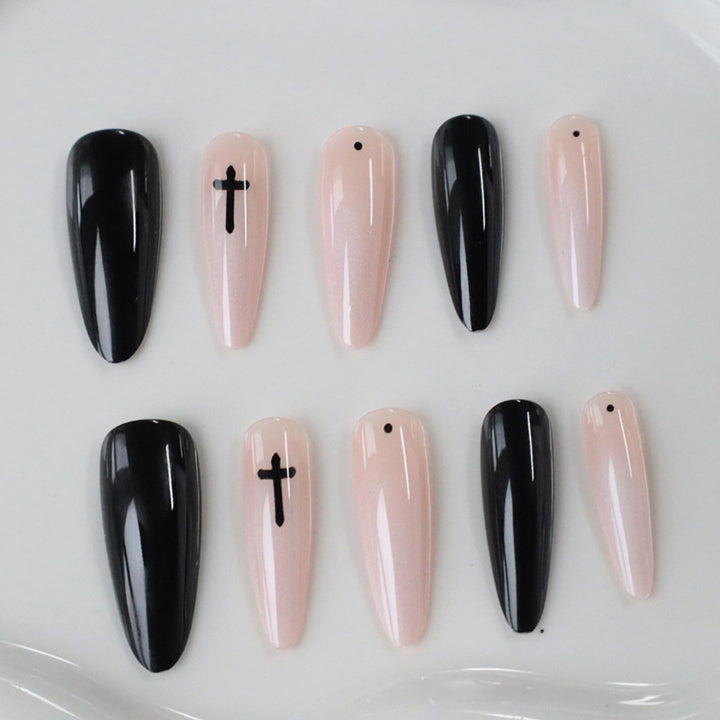 Gothic-Inspired Long Almond Nail Art Kalsten