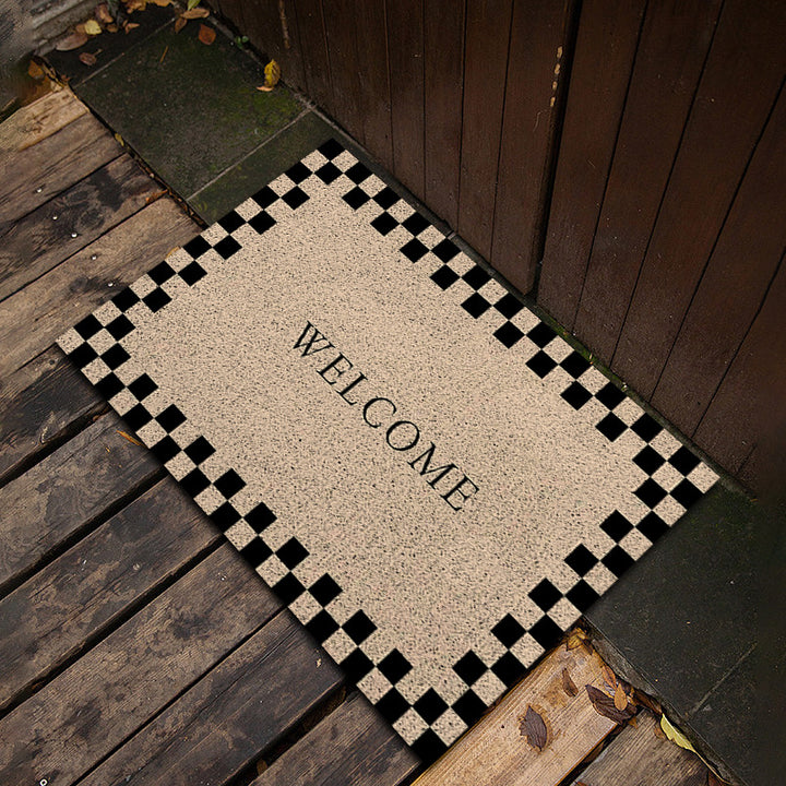 Checkerboard-Themed Welcome Mat