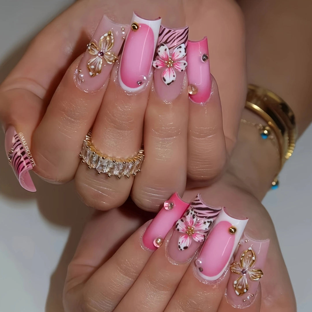 Artistic Floral 3D Press-On Nails Kalsten