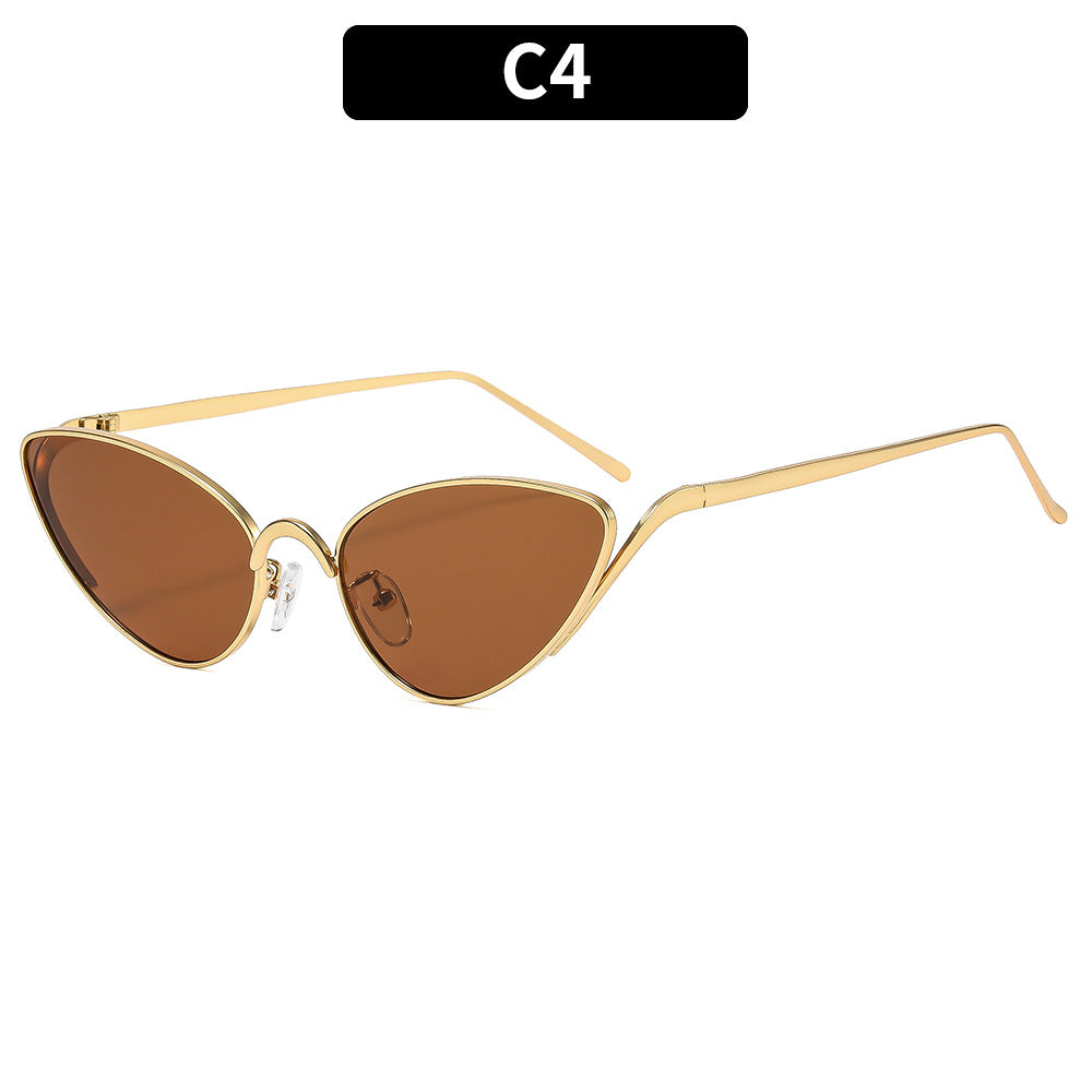 Luxurious Cat-Eye Sunglasses with Metal Accents