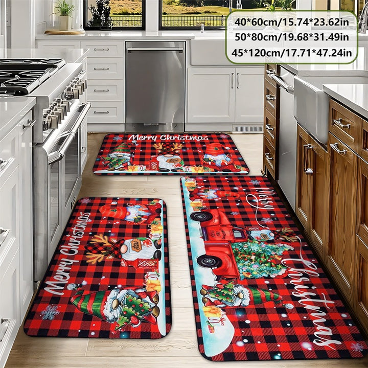 Festive Holiday-Themed Kitchen Mat Set