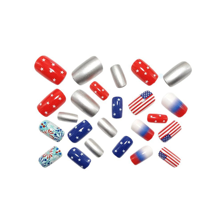 Artificial Nail Set with Patriotic Motifs Kalsten