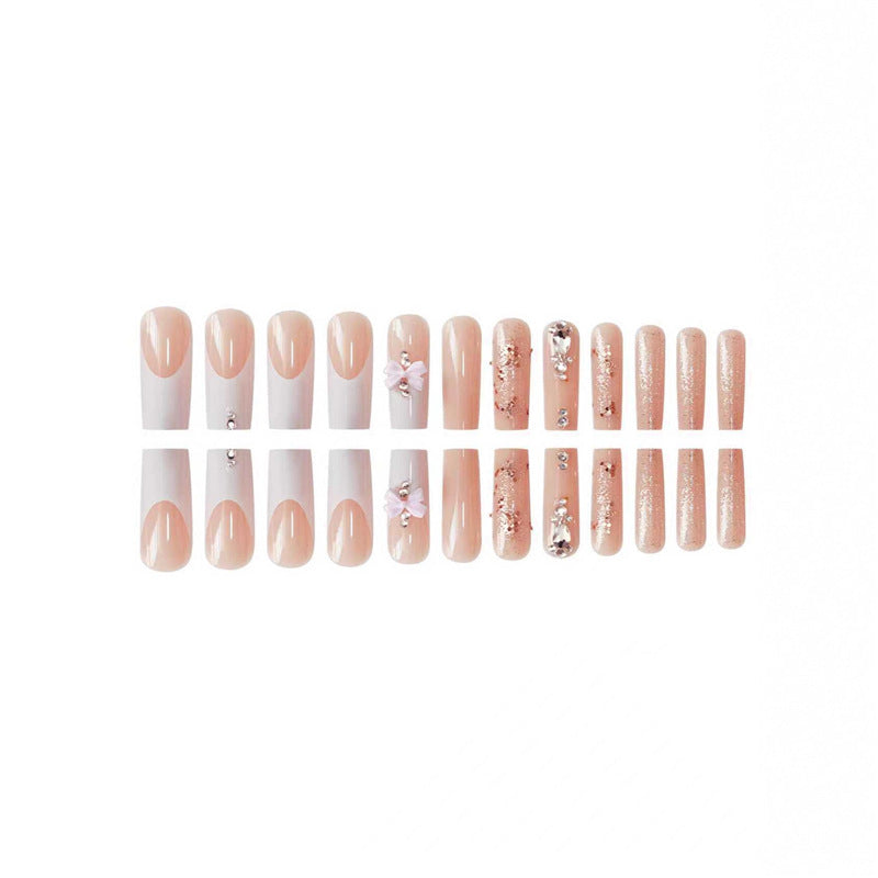 Artistic 3D Bow and Gemstone Press-On Nails Kalsten