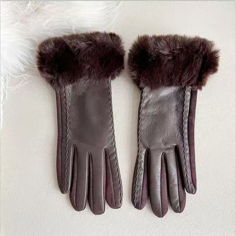 Luxurious Faux Fur Cuff Leather Gloves Kalsten