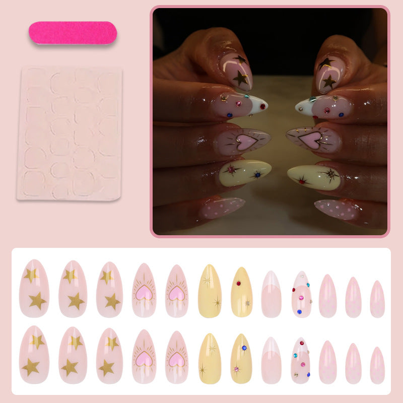 Acrylic nail set with stylish heart and star designs Kalsten