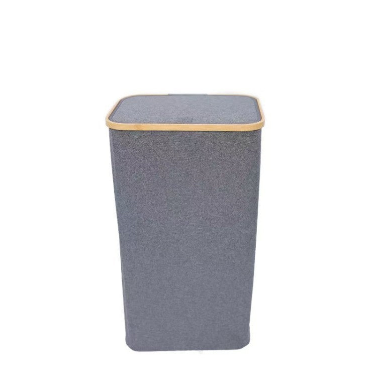 Stylish laundry basket with wooden lid Kalsten