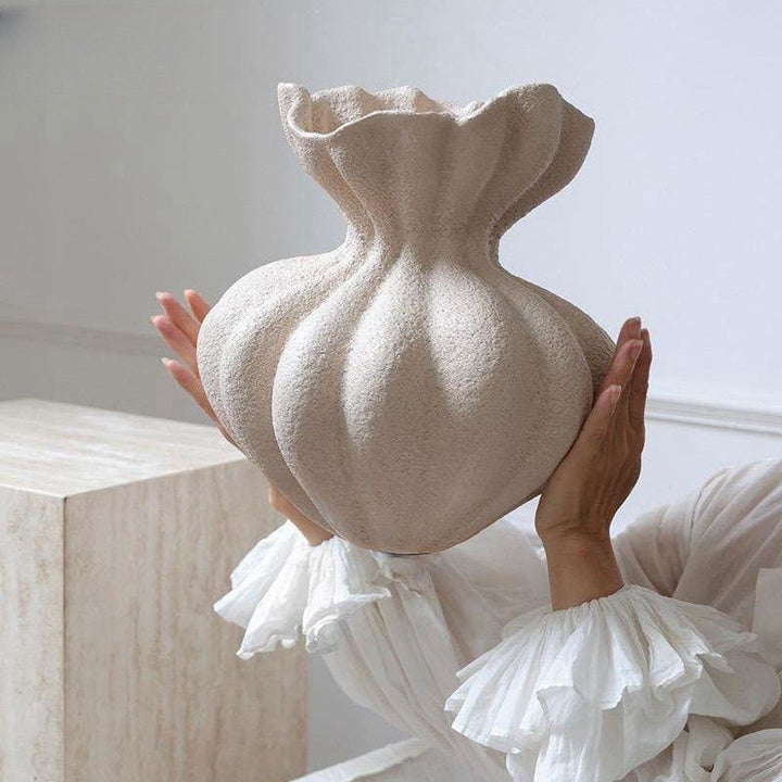 Textured Geometric Porcelain Vase