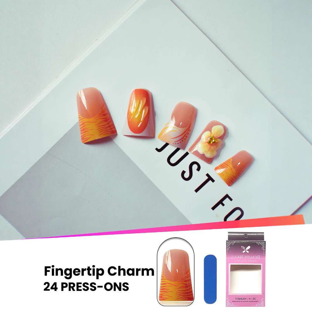 Floral Decorated Press-On Nails Kalsten