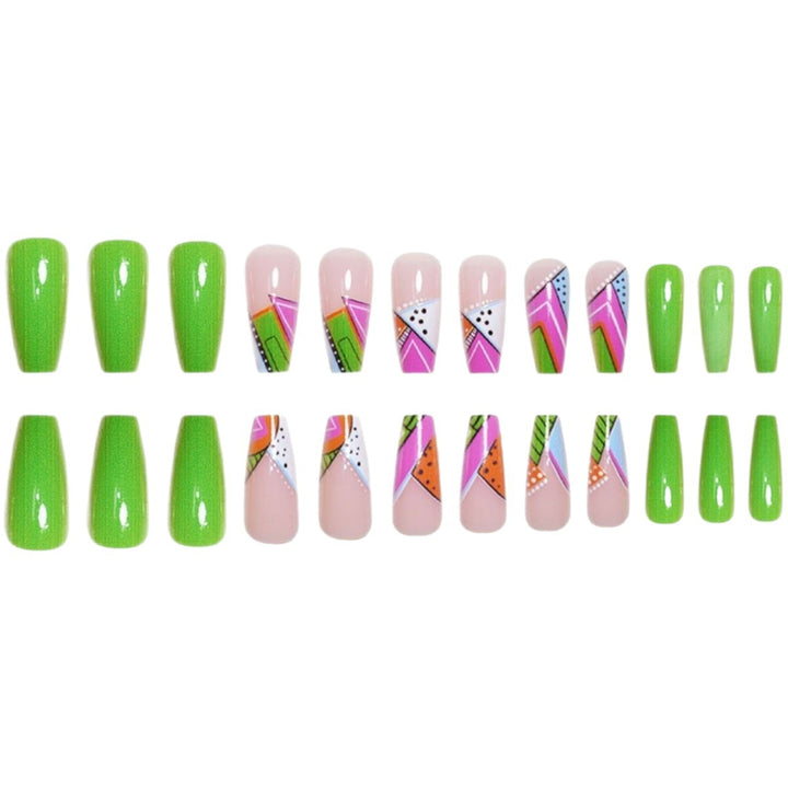 Artistic Neon Geometric Press-On Nail Art Extensions Kalsten