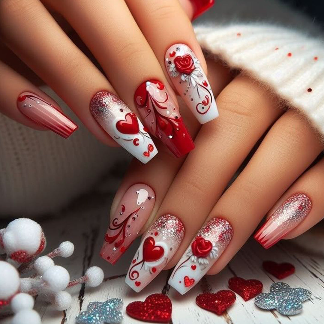 Romantic Heart-Themed Nail Art Set Kalsten