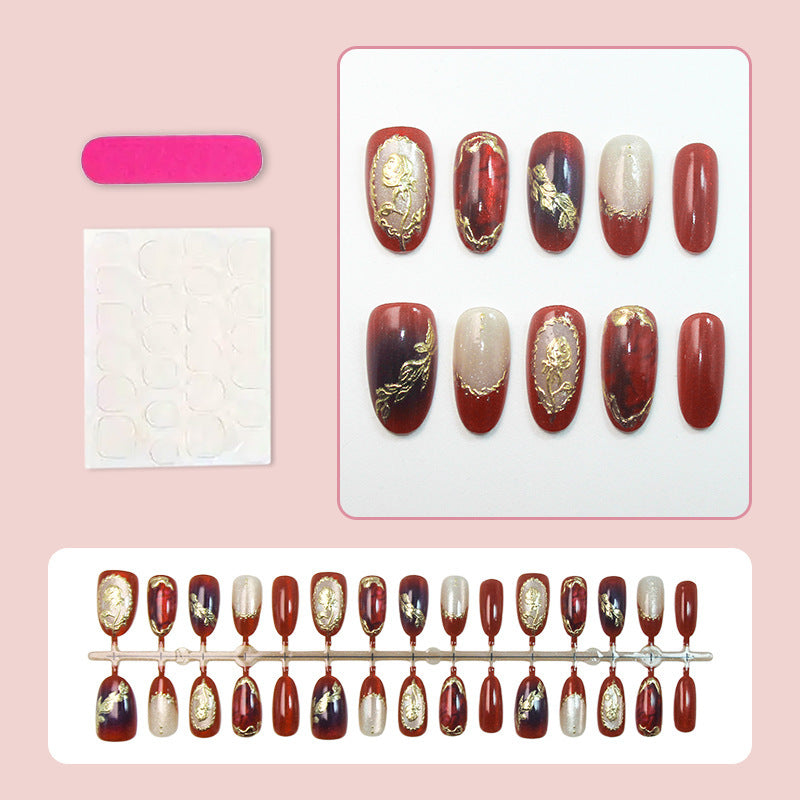 Artistic Floral-Printed Press-On Nails Kalsten
