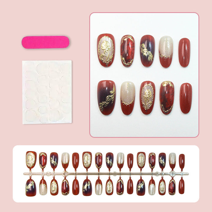 Artistic Floral-Printed Press-On Nails Kalsten